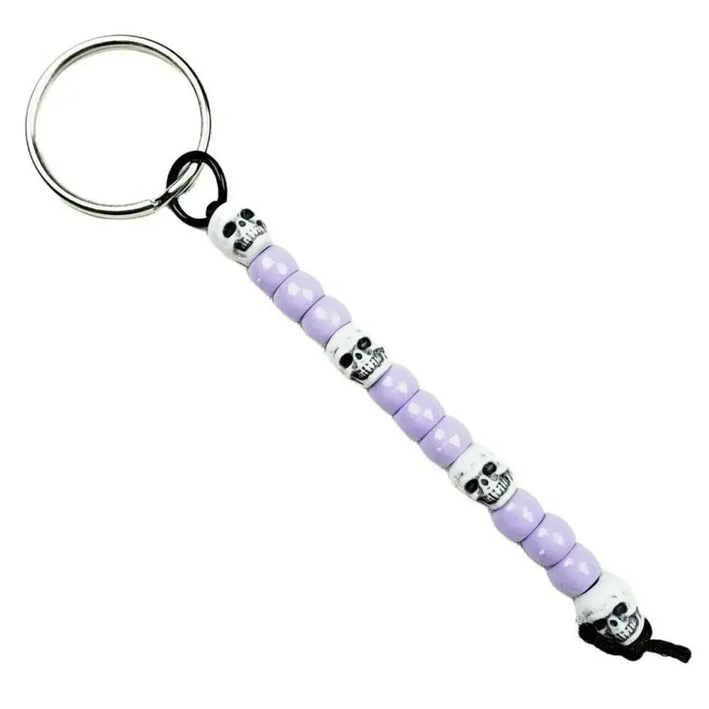 Skull Keychain Lavender Purple White Whimsygoth Goth Gothic Halloween‎ Handmade